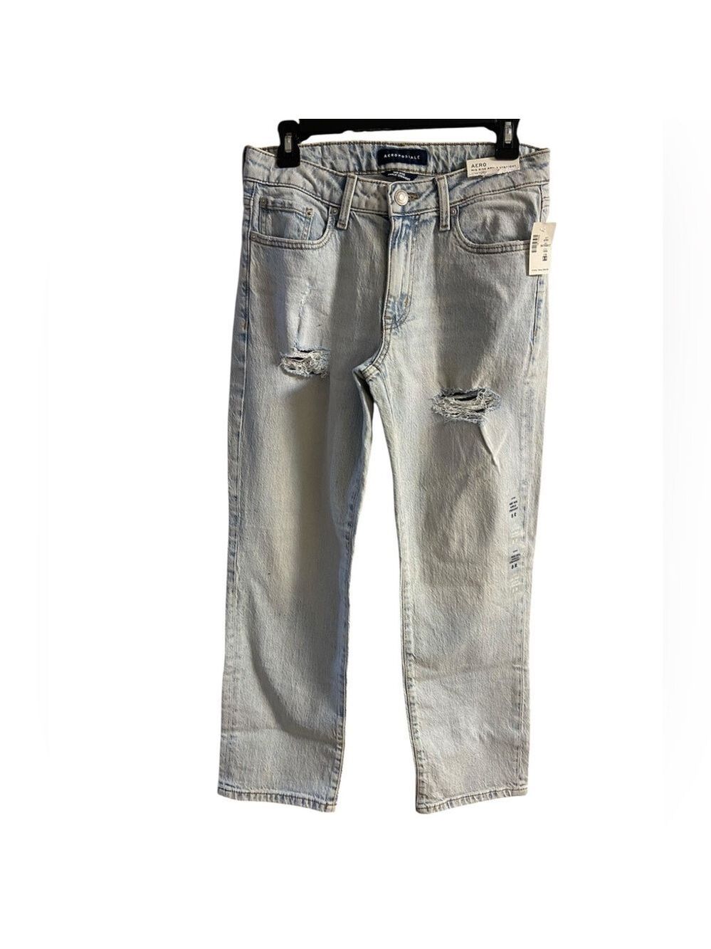 Aeropostale mid rise ankle straight stretch jeans light wash Sz 8 R NWT